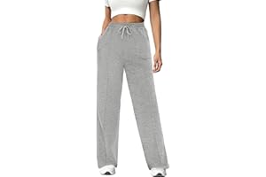 Crewhpo Pantalón Chándal Mujer Algodón Pantalones Deportivos Largos Pantalon con Bolsillos Elástica Cordón Jogger para Casual Correr Jogging