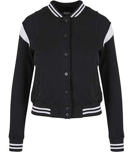 Build Your Brand Women's Ladies Sweat College Jacket Varsity, Black/White, M : Buy Online at Best Price in KSA - Souq is now