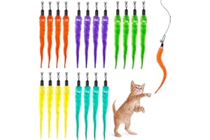 FAURAPMNG FAURA PMNG 20 Stück Katzenwurm-Teaser-Nachfüllpackungen, interaktives Stab-Spielzeug, sortierte Teaser-Nachfüllungen mit Glocken und Kätzchenstäben