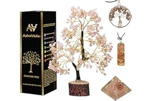 AstraVeda Rose Quartz Crystal Tree, Tree of Life, Chakra Tree, Feng Shui Tree, Healing Crystal, Gemstone Tree, Crystal Gifts, Healing Stones, Spiritual Gifts