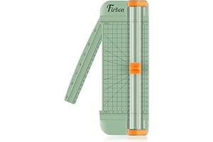 Firbon A5 Paper Cutter, Straight Small Paper Trimmer with Side Ruler for Scrapbooking Craft, Paper, Coupon, Label, Cardstock, Morandi