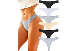 BeReady Zestaw 6 stringów damskich, bawełniane, seksowne majtki dla kobiet, seksowne majtki dla kobiet, bielizna typu stringi, wielopak, rozmiar S-XL