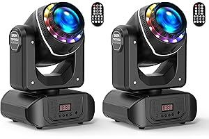 OSUSUENT 2PCS 100W Teste Mobili LED Beam con Telecomando 10 GOBOS 8 Colori 18 prismi Luci da festa ad effetto fascio ad alta luminosità adatte per Disco Club Performance Bar Illuminazione