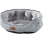 Pet Dreams Sprit L&uuml;ks Kedi/K&ouml;pek Yatağı, Kaymaz Altlık, Sertifikalı Peluş Kumaş, Yıkanabilir, Silikon Elyaf Dolgulu (Gri, 50 