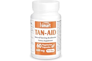 Tan-Aid - Accélérateur de bronzage naturel - Formule Mélanine brevetée - Prolongateur de bronzage - Teint Hâlé & Naturel - 100% Vegan - Sans OGM - 60 Gélules - Supersmart