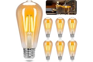 Aigostar Ampoules Edison Vintage E27 10W,1100 Lumens,Blanc Chaud 2200K,Lampe Décorative ST64,Idéal pour la Maison, Bars, Café, Restaurant,Non Dimmable,Lot de 6