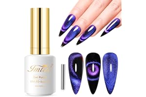 Imtiti Vernis Semi Permanent Magnétique, 15ml 9D Cat Eye Gel Nail Polish Bleu Caméléon Holographique Cateye Vernis Gel UV Avec Aimant Glitter Galaxy UV Led Vernis À Ongles Gels DIY Nail Art Kit