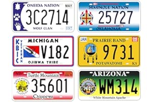 Panguru Replica License Plates, Native American Tribes, Embossed Metal Number Tags, Prop Car Registration Tags, 12x6 Inch (6 pcs Combo 2)