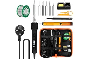 120W LED Lötkolben Set 7s Schnelles Aufheizen Einstellbare Temperatur 180-520°C Auto Schlafmodus Präzise Lötwerkzeuge Elektronik Reparatur mit Lötdraht 5 Lötkolbenspitzen Entlötpumpe Ständer Pinzette