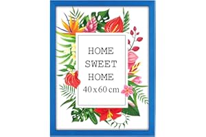 MG Design Cornice 40x60 cm - colore Blu, in legno, con vetro acrilico - da appendere in verticale o in orizzontale, senza sfondo, per foto, poster, puzzle