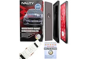 Ivality® Porta Targa Magnetico Senza Cornice per 1 targhe | Porta Targa Magnetico per Auto | Porta Targa per Auto | Porta Targa per Auto | per targhe Italiane