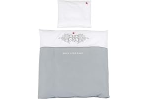 roba Bettwäsche 2-teilig Rock Star Baby 1 - Kinderbettwäsche 100 x 135 cm aus Baumwolle - Decken- & Kissenbezug für Babys & Kinder mit aufwändiger Applikation