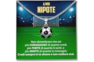 SOFIA FERRER Regalo Bambino 7, 8, 9, 10, 11 Anni Maschio, Collana Ragazzo Acciaio, Regali Ragazzo 12 Anni, Ciondolo Calcio Bambino, Regalo Bimbo Maschio, Natale, Figlio, Nipote