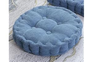 SMIUPIN Cuscino quadrato rotondo del pavimento, cuscino del sofà, cuscino della sedia del cuscino di meditazione del velluto a coste, cuscino decorativo di Tatami (19,7 pollici 50 cm, Blu round)