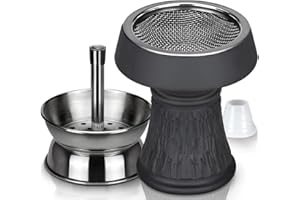 Cookah Narghilè Testa Set con Attacco per Camino, Premium Universali Accessori per Pipa ad Acqua incl. Testa per Tabacco e Attacco per Camino e Eigillo e Filtro per Shisha, testa K02