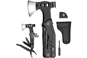 Multitool Werkzeug Geschenke für Männer, 16 in 1 Camping Gadgets Survival Kit Hammer Axt mit Zange Klappmesser Schraubendrehe