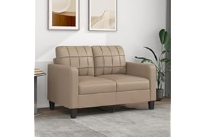 Gecheer Sofá de 2 plazas,Sofas De Salon,Sofa Chaise Longue,Respaldo Sofa,Sofa Cheslong de Cuero sintético Capuchino 120 cm