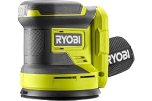 RYOBI - Ponceuse Excentrique 18 V ONE+ 125 mm + 3 Abrasifs pour Retirer Peinture, Vernis et Poncer les Petites Surfaces - Idéale pour la Restauration de Meubles et Travaux de la Maison - RROS18-0