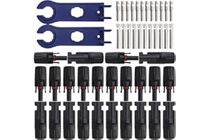 nuyikaso 12 Paires Connecteurs Solaires PV Photovoltaique Câble Mâle/Femelle IP67 étanche avec 2 Clés de serrage Connecteurs de câbles pour Panneaux Solaires Cable Accessoires, Noir