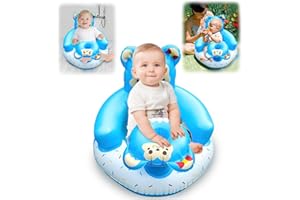 SilverChry Tragbares Aufblasbares Babysofa, Inflatable Baby Seat für Kleinkinder von 3–36 Monaten, Babysitz mit Rücken und Nackenstütze, Aufblasbarer Babystuhl für Reisen, Füttern, Sitzlernen(Tragen)