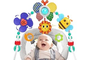 Masroo Adjustable Arch Bassinet Toys for Infant & Toddlers, Stroller Arch, Baby Crib Toys with Fascinating Toys for Stimulating Baby’s Senses and Developing Motor Skills