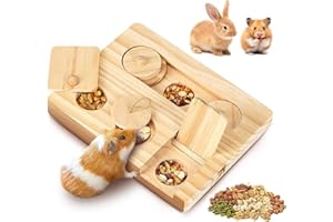 idudu Hamster Futtersuchspielzeug, 6 In 1 Meerschweinchen Spielzeug, Hamster Spielzeug aus Holz，Hamster Accessory Set für Kleine Haustiere, Interaktives Ratten Hamster Meerschweinchen Chinchillas