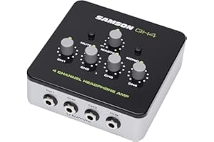 Flight Ukuleles SAQH4 Samson - Mini Headphone Amplifier with 4 channels, black,, Black/Silver