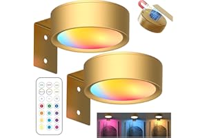 YOUYIKE 2 Luce per Quadri Senza Fili con Telecomando, 13 Modalità di Illuminazione, Illuminazione a Batteria, Quadri Lampada, Applique Quadro Luci per Esposizione Pittura Vetrina (Oro)