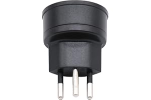 DENTJET EU auf Schweiz/Liechtenstein Adapterstecker, 2-poliger DE/FR/IT/ES Stecker auf Schweizer 3-polige Steckdose für Frankreich/Deutschland Besucher (1 Stück Schwarz)