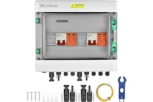 NUZEKY Protezione da sovratensione in PV – 500 V 32 A, scatola di collegamento solare, protezione da fulmini DC, interruttore di separazione pv 2 stringhe (2 in 2 out), DC Combiner Box interruttore