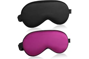 EURHINE Eye Mask for Sleeping Adjustable Elastic Strap Sleep Mask Blackout Silk Sleep Eye Masks for Women and Men Soft Blindfolds 2 Pack Black Purple
