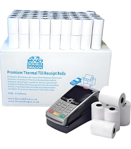 Lot De 50 Rouleaux Thermiques 57x30x12 Mm – Papier Pour Terminal Paiement Portable Ingenico 8550, Pidion & Machines Carte Bancaire