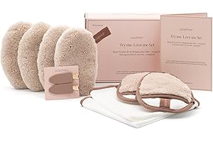 waschies Set regalo sostenibile "Try me, Love me" – Set di 10 pezzi per la cura quotidiana, tamponi per trucchi, salviette sottili e pratiche clip per capelli