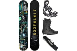 Airtracks Snowboard Set Tavola Data Zero Rocker Wide Uomo + Attacchi Master + Scarponi + Sacca Nuovi 150 155 160 164 cm