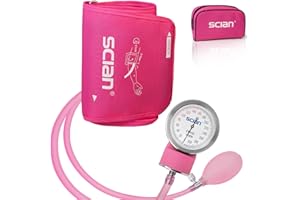 SCIAN Manual Blood Pressure Cuff - Aneroid Sphygmomanometer with Large Cuff 12.6-20.8" and D-Ring, Come with Carrying Bag for Nurse Doctor Senior Adult, Pink