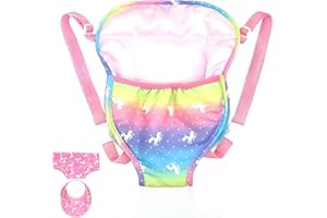 HEAWAA Baby-Puppenträger-Set, tragbare Aufbewahrungstasche, Rucksack, Puppenzubehör mit gepunkteten Windel-Lätzchen für 45,7 cm (18 Zoll) Babypuppen (Puppe nicht im Lieferumfang enthalten)