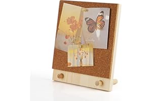 Fittoway Desktop Cork Bulletin Board, Small Mini Hanging Tack Message Memo Picture Board for Home Office School