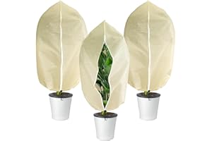 GIONAR 3 Stück Winterschutz für Pflanzen, Frostschutz Kübelpflanzensack Groß für kübelpflanzen mit Reißverschluss Zugband 100X80 cm