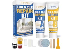 Inpumo Fliesen Reparaturset, Wasserdichtes Emaille Reparaturset, Badewannen Reparaturset für Bad, Küche und Keramik, Repariert Fliesen, Waschbecken, Dellen, Risse, Löcher und Kratzer