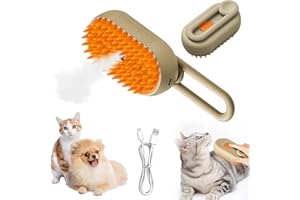 Dihope Brosse à Vapeur Pour Chat,3 En 1 Peigne De Massage En Spray Pour Chats,Brosse à Poils De Chat à Vapeur électrique,Brosse De Toilettage Autonettoyante Pour Animaux De Compagnie(Brun,12 * 6.5cm)