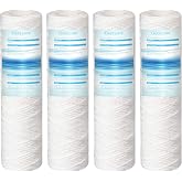 Geekpure 2.5" x 10" Polypropylene Thread Wound Sediment Water Filter | Set of 4 Replacement RO or Whole House Water Filter Ca