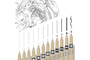 FANNAS Stylo Micron 12 Pièces Feutre Noir Pointe Fine, Stylo Feutre Noir Stylos à Dessin pour l'écriture, le Dessin et le Journal Intime