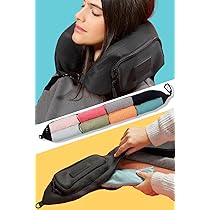 Vulbaar nekkussen voor op reis, nekkussenvulling met spullen en kleding, multifunctioneel U-vormig nekkussen voor op reis voor extra bagage, e-ssentials, zwart (fluwelen stof