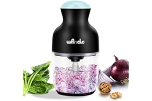 Wancle Picadora Eléctrica 350W, Picadora de Carne Multifuncional 600ML, Fácil de Limpiar, Silenciosa, Ideal para Cocinar en Casa (Negro+Azul Claro)
