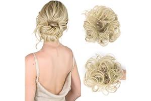 Vlasy Messy Bun Hair Piece for Women,Curly Wavy Hair Scrunchies Bun Extensions Hairpieces,Synthetic Hair Chignons Accessories Updo for Girls(101#,25g)