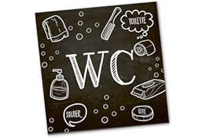Logbuch-Verlag Señal para inodoro de invitados, unisex, cuadrada, 14 cm, de aluminio, autoadhesiva, color blanco y negro