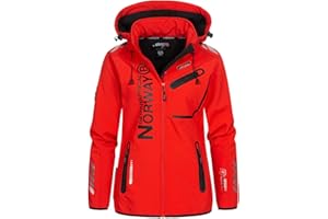 Geographical Norway REINE LADY - Giacca Softshell Impermeabile Donna - Giacca Cappuccio Softshelljacke - Giacca Invernale Antivento - Attività All'aperto Regolabile