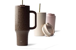 ‎MAMEIDO MAMEIDO kubek termiczny ze słomką i uchwytem 1200 ml, kubek do picia z pokrywką i słomką ze stali nierdzewnej z podwójną ścianką izolowany, szczelny (Wild Allure)