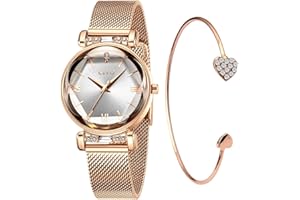 CIVO Montre Femme Bracelet Milanais et Cadran Rond Épuré Conception Élégante Cadeau Parfait pour Elle