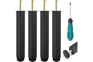 SHEPIN Set 4 Piedi Letto Per Rete a Doghe Gambe Letto Universali 25 cm, Piedi di Letto in Ferro, Gambe per Rete Letto Quadrato Regolabili in Altezza, Piedi per Rete a Doghe con Bulloni